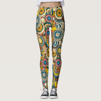 Tentacle Swirl-Abstrakt med flera färgade Blommigt Leggings