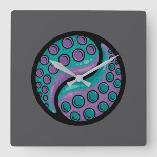 Tentacle Yin Yang Fyrkantig Klocka