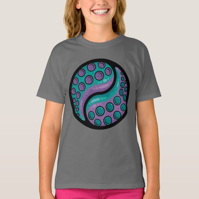 Tentacle Yin Yang T Shirt (Framsida)