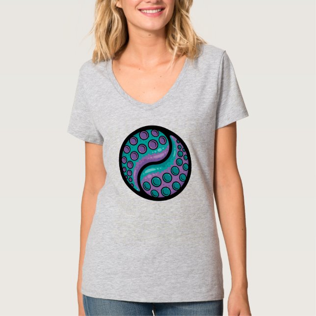 Tentacle Yin Yang T Shirt (Framsida)