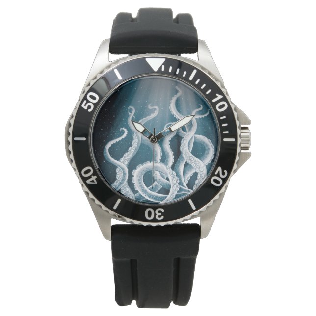 Tentacles Galaxy Blue Måne Rays Armbandsur (Framsida)