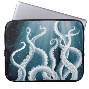 Tentacles Galaxy Blue Måne Rays Laptop Fodral