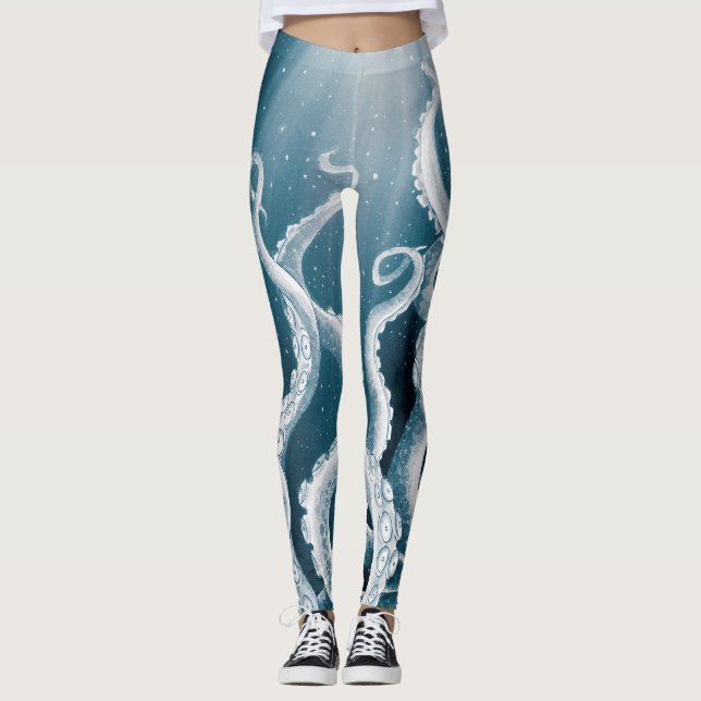 Tentakler Galaxy Blue Måne Rays Leggings (Framsida)