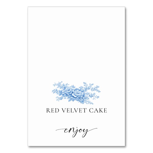 Tented Food Label Wedding Buffet Chinoiserie Bordsnummer (Framsidan)