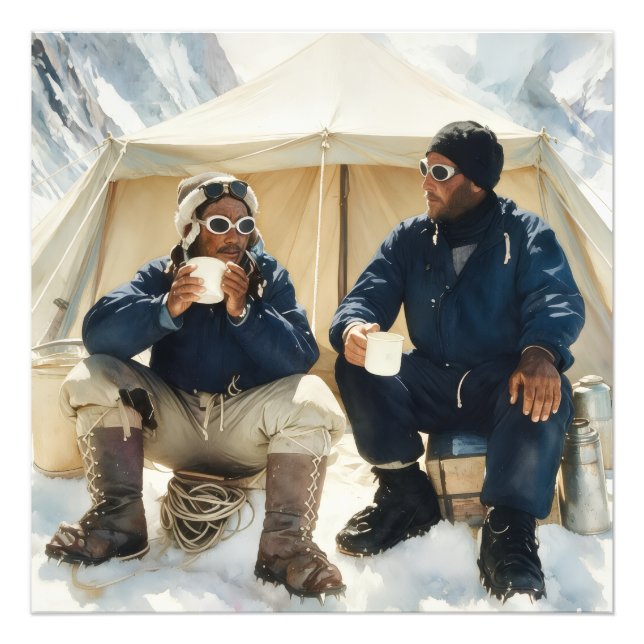 Tenzing Norgay Edmund Hillary Bestiger Everest  Fototryck (Framsidan)