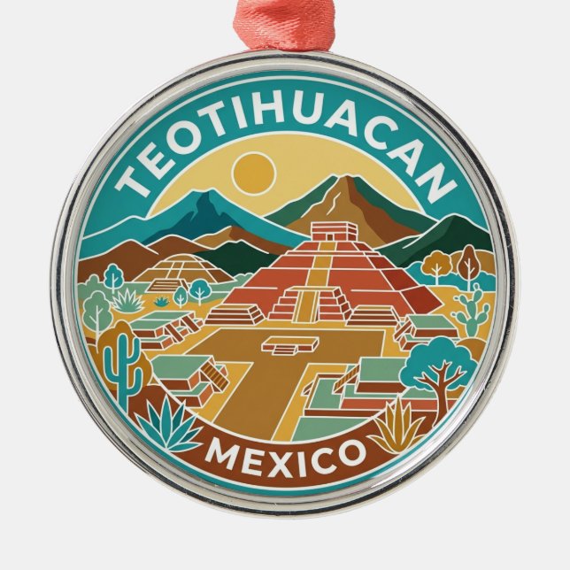 Teotihuacan Mexiko Julgransprydnad Metall (Framsidan)