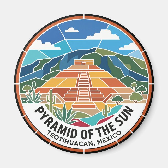 Teotihuacan Solpyramiden Mexiko Magnet (Framsidan)