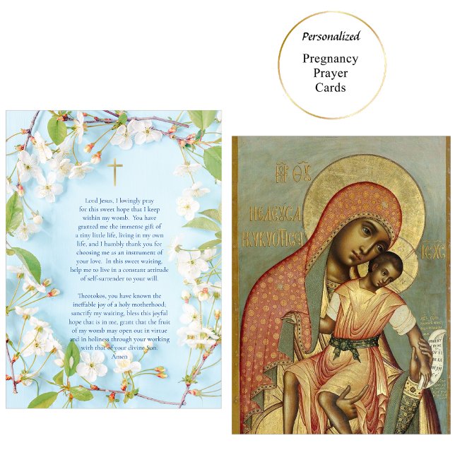 Teotokos Kristus Child Gravid Prayer Card Placeringskort (Skapare uppladdad)
