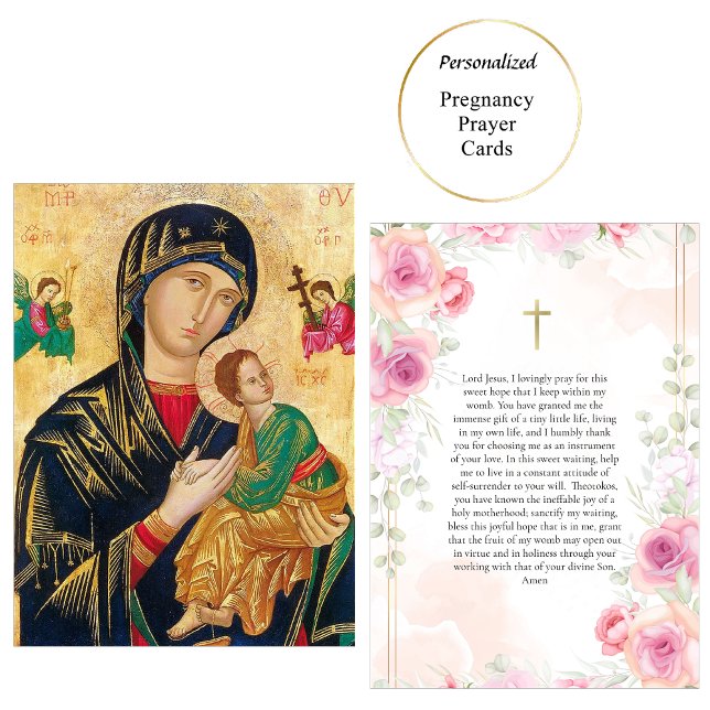 Teotokos Kristus Child Gravid Prayer Card Placeringskort (Skapare uppladdad)