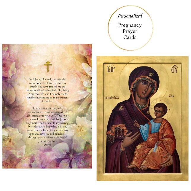 Teotokos och Jesus Child Gravid Prayer Card Placeringskort (Skapare uppladdad)