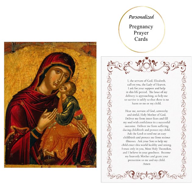 Teotokos och Jesus Child Gravid Prayer Card Placeringskort (Skapare uppladdad)