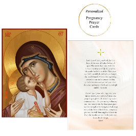 Teotokos och Jesus Child Gravid Prayer Card Placeringskort