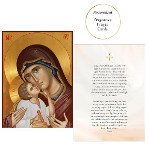 Teotokos och Jesus Child Gravid Prayer Card Placeringskort