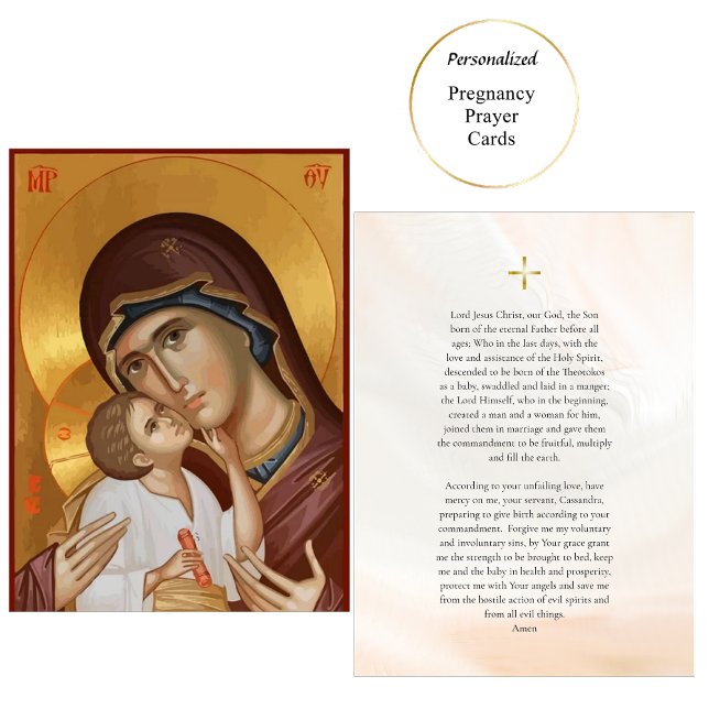 Teotokos och Jesus Child Gravid Prayer Card Placeringskort (Skapare uppladdad)