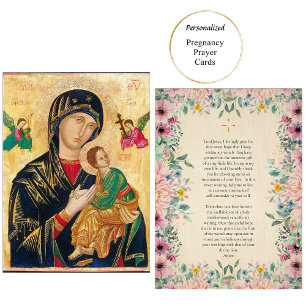 Teotokos och Jesus Child Gravid Prayer Card Placeringskort