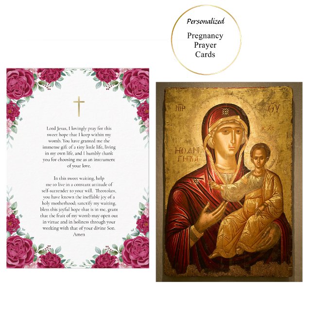Teotokos och Jesus Child Gravid Prayer Card Placeringskort (Skapare uppladdad)