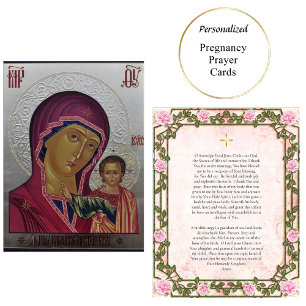 Teotokos och Jesus Child Gravid Prayer Card Placeringskort