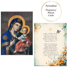 Teotokos och Jesus Child Gravid Prayer Card Placeringskort