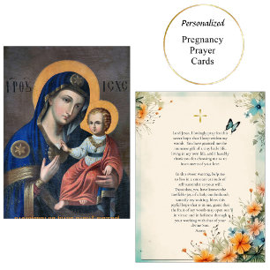 Teotokos och Jesus Child Gravid Prayer Card Placeringskort