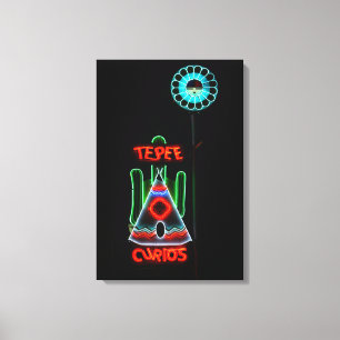 Tepee Curios Neon Sign, Tucumcari, New mexico Canvastryck