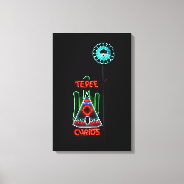 Tepee Curios Neon Sign, Tucumcari, New mexico Canvastryck (Framsida)