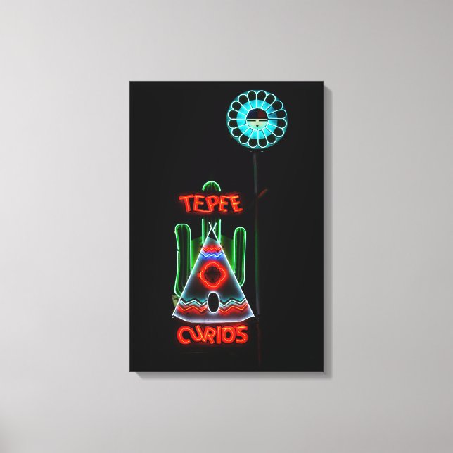 Tepee Curios Neon Sign, Tucumcari, New mexico Canvastryck (Framsida)