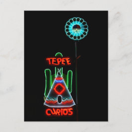 Tepee Curios Neon Sign, Tucumcari, New mexico Vykort