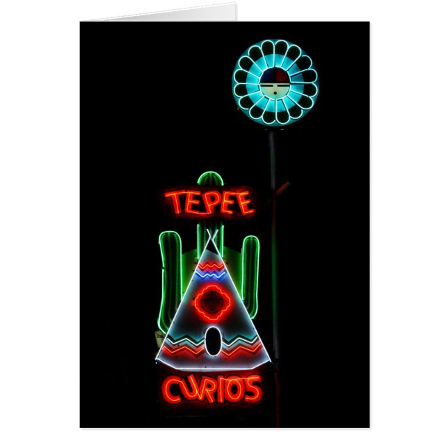 Tepeekuriositetneon undertecknar, Tucumcari som är Hälsningskort (Framsidan)