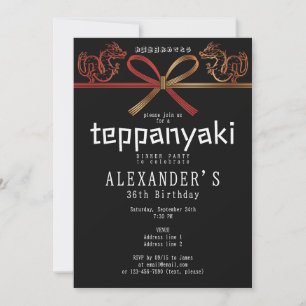Teppanyaki BLK Japanska Steakhouse Dragon Birthday Inbjudningar
