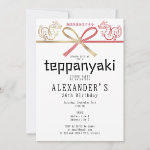 Teppanyaki Japanska Steakhouse Dragon Birthday Inbjudningar