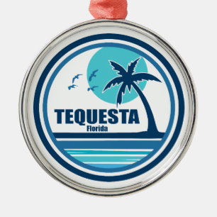 Tequesta Florida Handflatan Träd Birds Julgransprydnad Metall