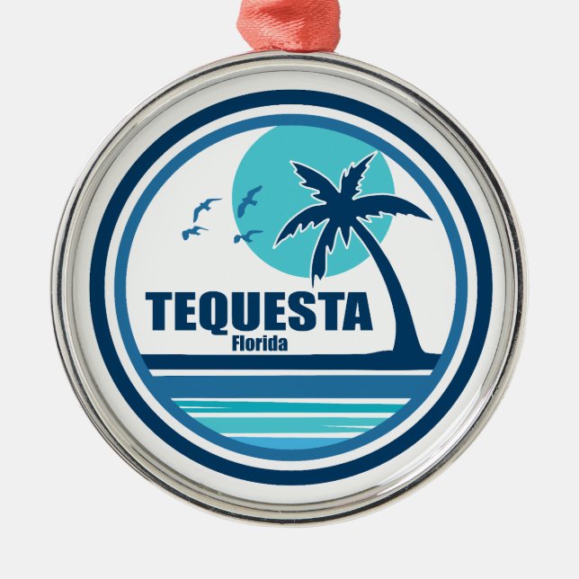 Tequesta Florida Handflatan Träd Birds Julgransprydnad Metall (Framsidan)