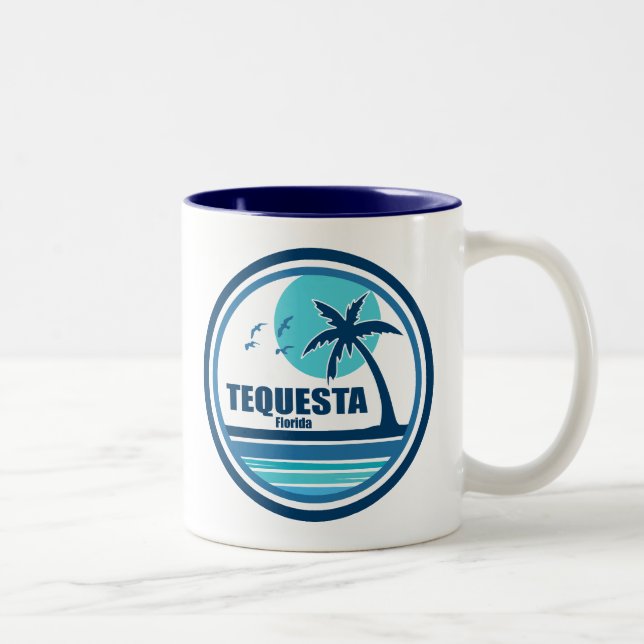 Tequesta Florida Palmtree Fåglar Två-Tonad Mugg (Höger)