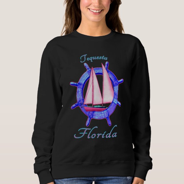 Tequesta Florida Sailboat Vacation Nautica T Shirt (Framsida)