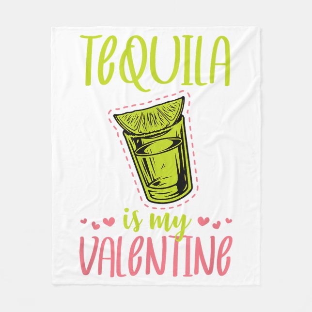 Tequila är min Valentine Funny Anti Valentines day Fleecefilt (Framsidan)