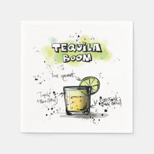 Tequila Boom Drink Recipe Cocktail Napkin Pappersservett