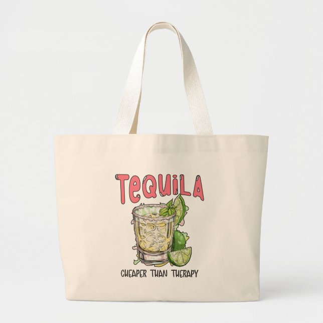Tequila Cheaper Than Therapy Funny Tequila Mexican Jumbo Tygkasse (Framsidan)