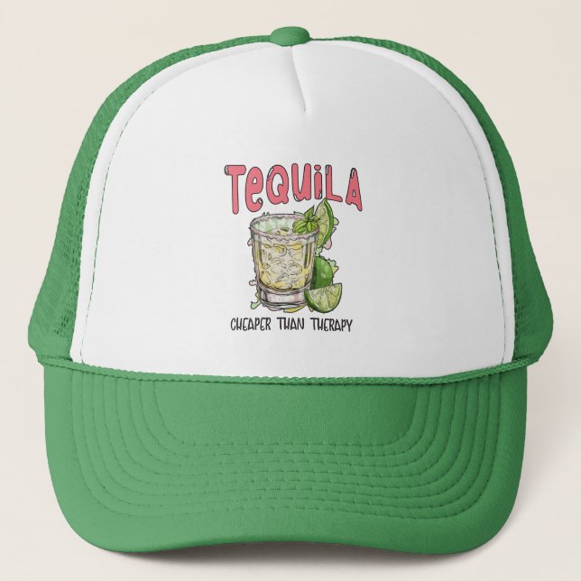 Tequila Cheaper Than Therapy Funny Tequila Mexican Keps (Framsida)