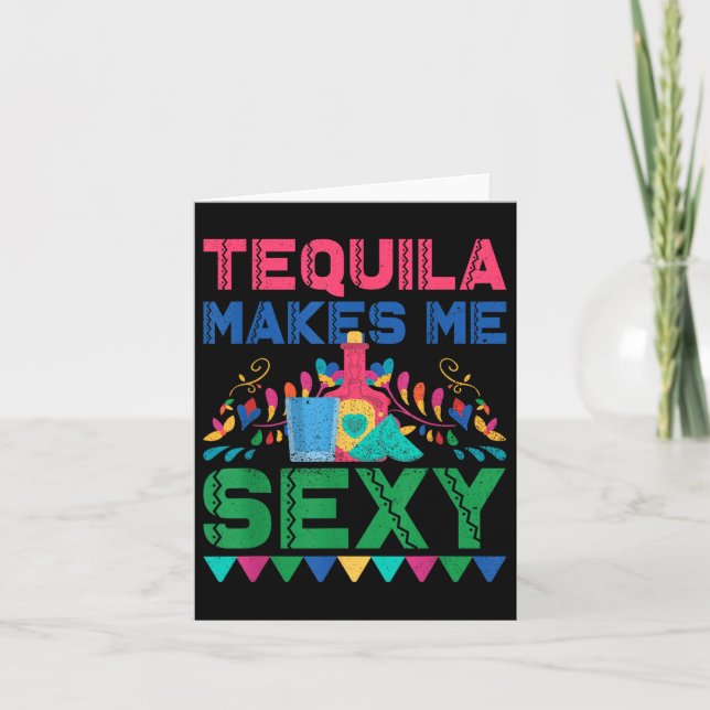 Tequila gör mig Y - Mexikanska Cinco De Mayo Fiest Kort (Framsida)
