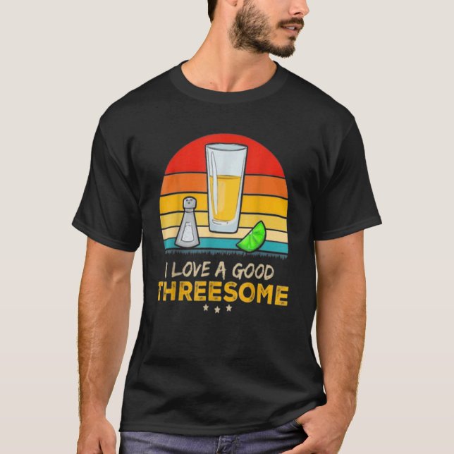 Tequila jag älskar en bra trekant Drickande Barten T Shirt (Framsida)