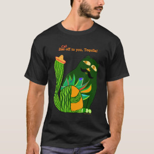 Tequila-katt med sombrero-hatt t shirt