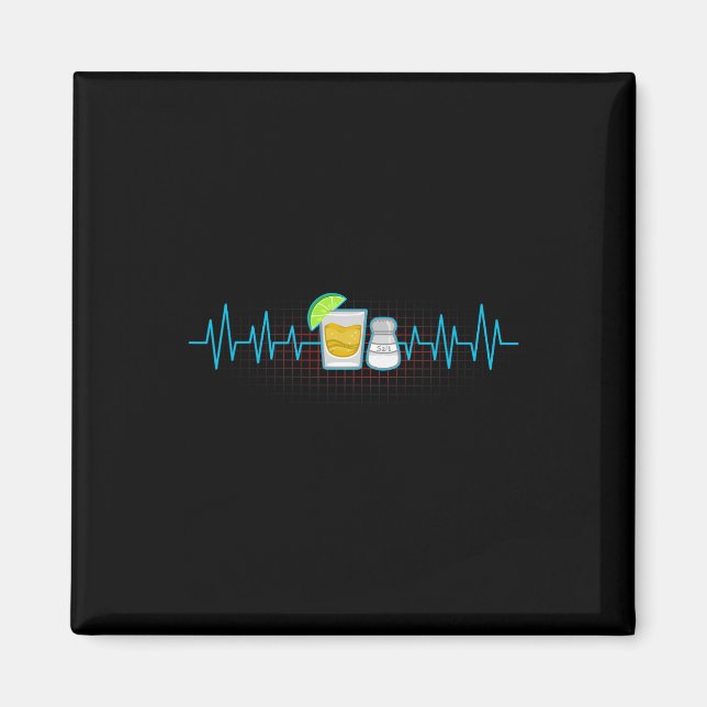 Tequila Lime Salt Heartslag Funny Cinco De Mayo Fi Magnet (Framsidan)