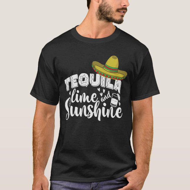 Tequila Line Sunshine Helgdag Mexiko T Shirt (Framsida)