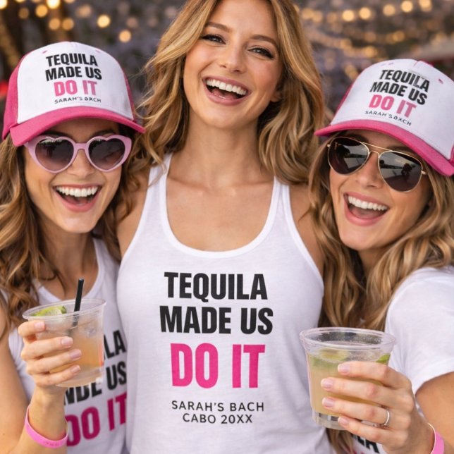 Tequila Made Us Do It | Bride Squad Drinking Linne Med Racerback (Skapare uppladdad)