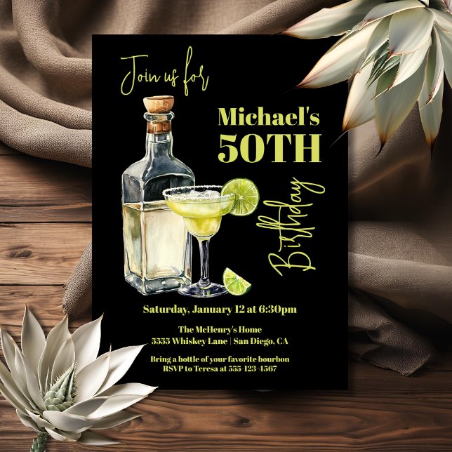 Tequila Margarita Milestone Man's Birthday Inbjudningar (Skapare uppladdad)