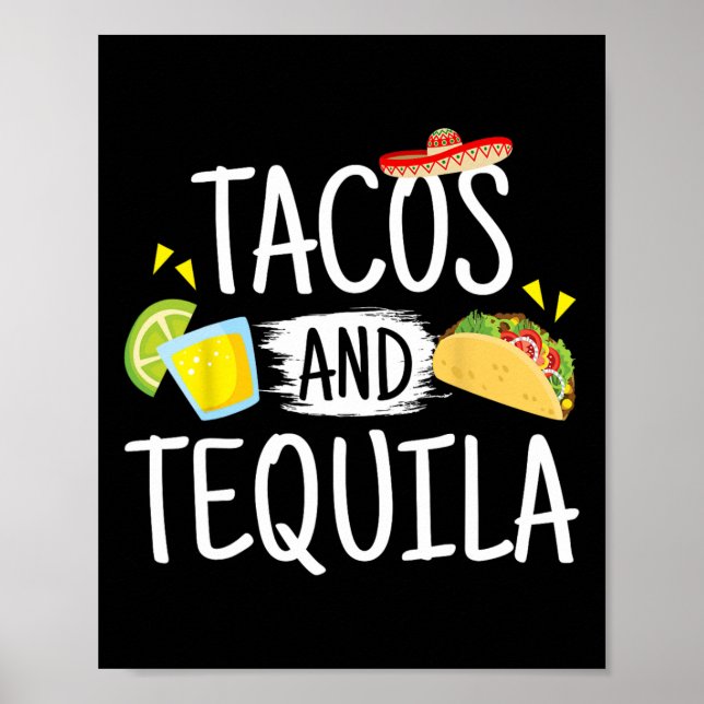 Tequila Mexican Sombrero Tee Gift Poster (Framsidan)