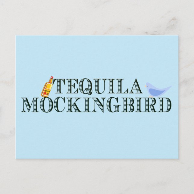 Tequila Mockingbird Funny Bok Älskare Pun Blue Vykort (Framsida)