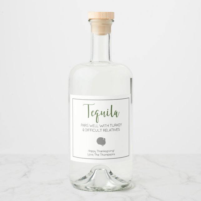 Tequila Pairs väl med kalkonanhöriga Spritflaskor Etikett (Framsida)