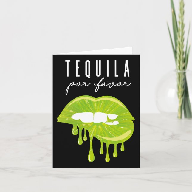 Tequila Por Favor Lime Lips Vuxen Dricka Cinco D Kort (Framsida)