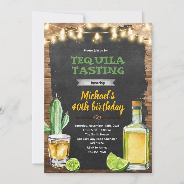 Tequila-provning födelsedagsinbjudan inbjudningar (Framsida)